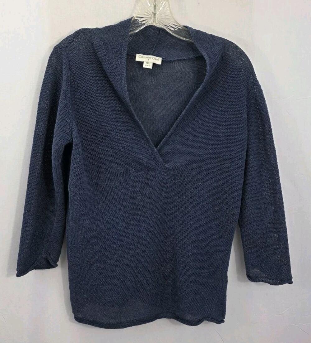 Coldwater Creek Women Sz. Med 10-12 Tunic Linen Cotton V-Neck Coastal Layer